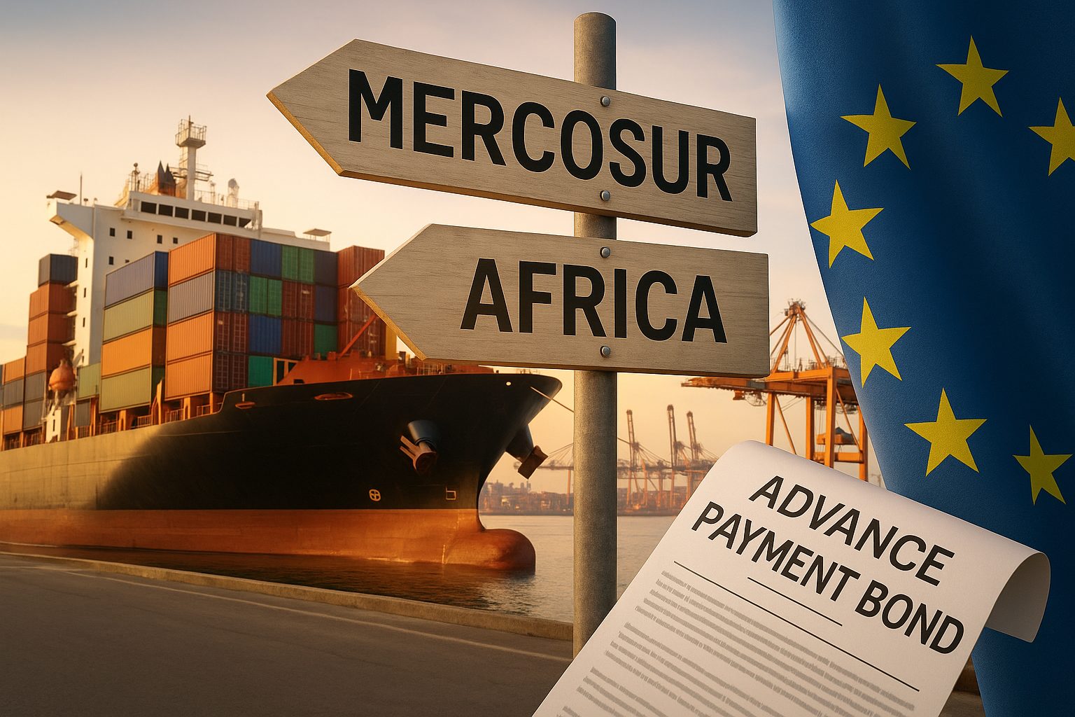 Illustration for the article Advance Payment Bonds: Building Trust in a New Era of Global Trade – From Mercosur to Africa