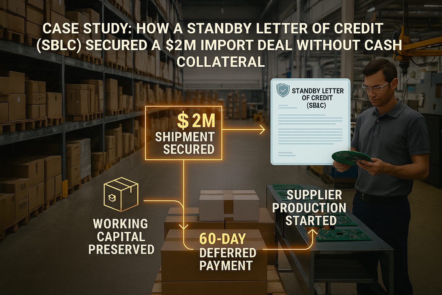 Illustration for the article Case Study: How a Standby Letter of Credit (SBLC) Secured a $2M Import Deal Without Upfront Cash